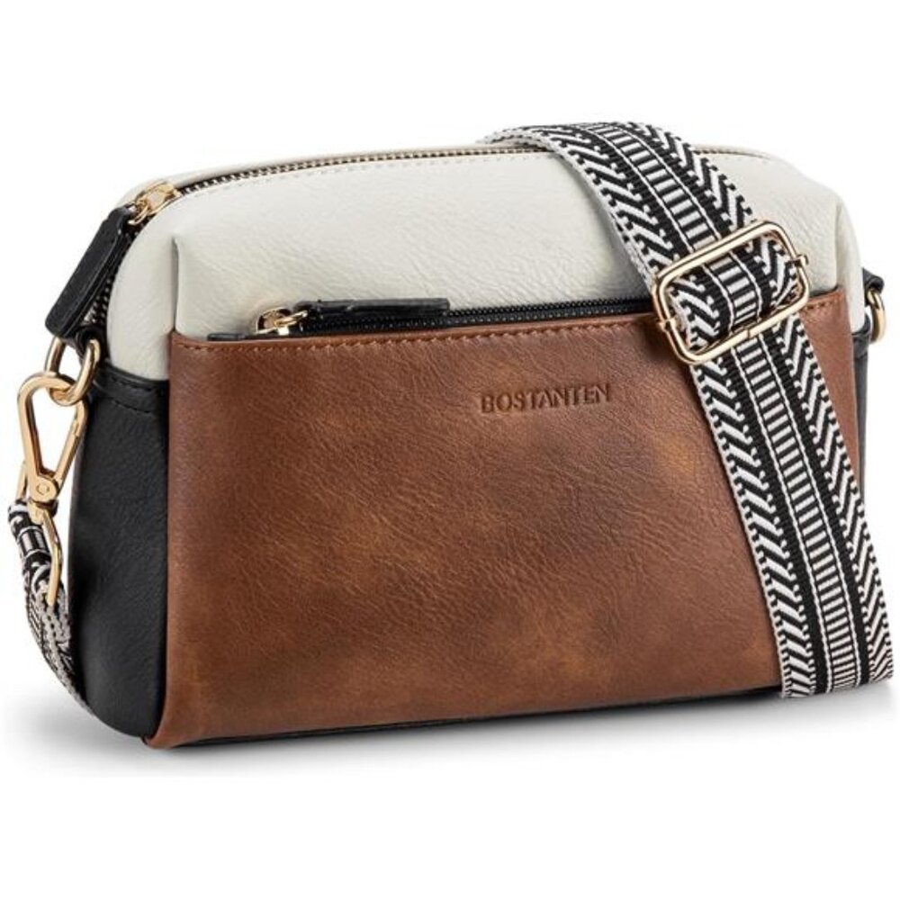 Small Crossbody Purse for Women Leather Handbag Triple Zip Cell Phone Shoulder B